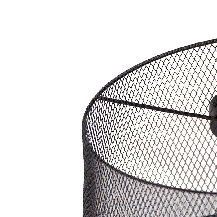 QAZQA Industriële plafondlamp zwart - Drum Mesh