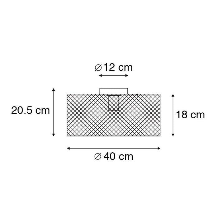 QAZQA Industriële plafondlamp zwart - Drum Mesh