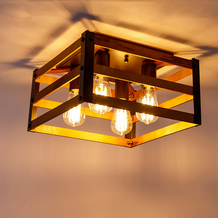 QAZQA Plafondlamp paleta - Bruin - Industrieel - L 35cm