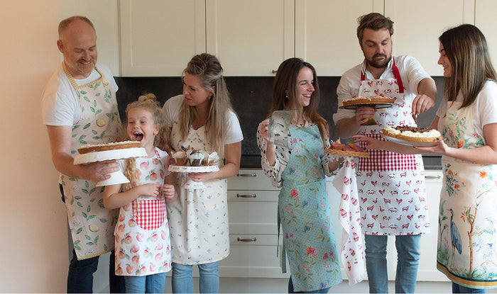 Clayre & Eef Keukenschort 70x85 cm Beige Katoen Tropisch Motief