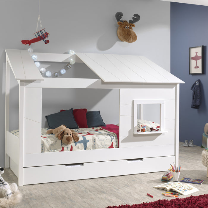 Vipack Housebed Huisbed Met Open Dak 90 x 200 cm + Venster En Bedlade