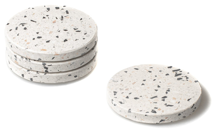 Jay Hill Onderzetters Terrazzo - Wit - ø 9 cm - 4 Stuks
