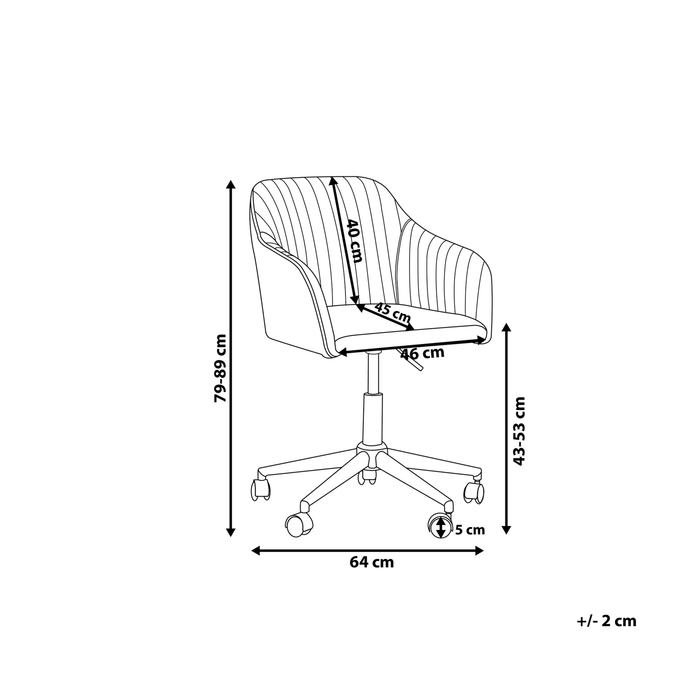 Beliani - VENICE - Bureaustoel - Zwart - Fluweel