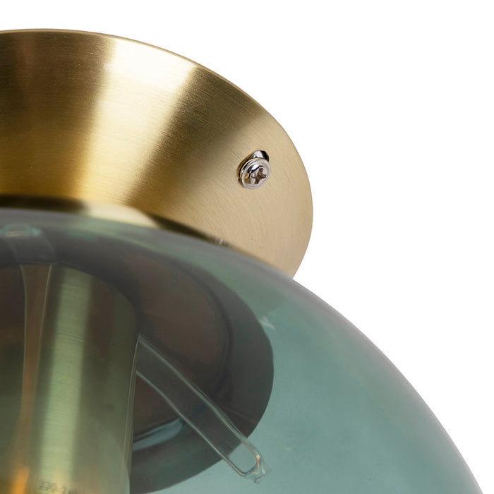 QAZQA Art deco plafondlamp messing met groen glas - Pallon