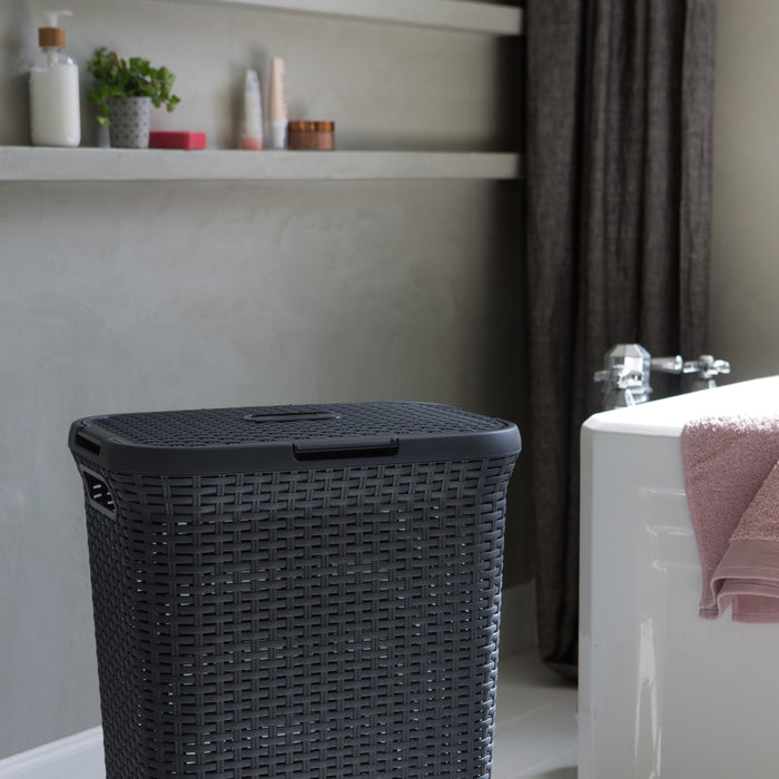 Curver 2-delige Wasboxen- en mandenset Style 45L+60L antraciet