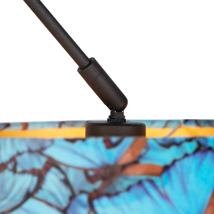 QAZQA Hanglamp zwart met velours kap vlinders met goud 35 cm - Blitz