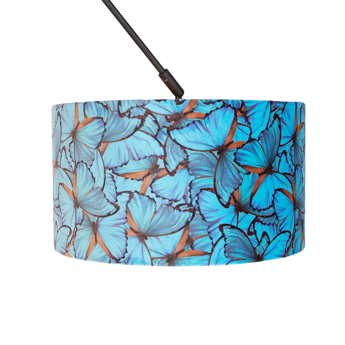 QAZQA Hanglamp zwart met velours kap vlinders met goud 35 cm - Blitz