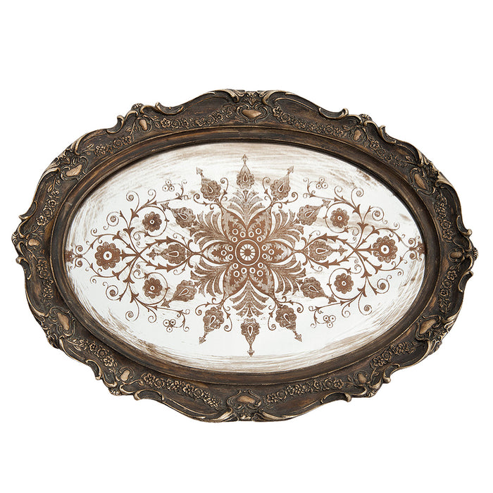 Clayre & Eef Decoratief Dienblad met Spiegel 40x30x5 cm Bruin