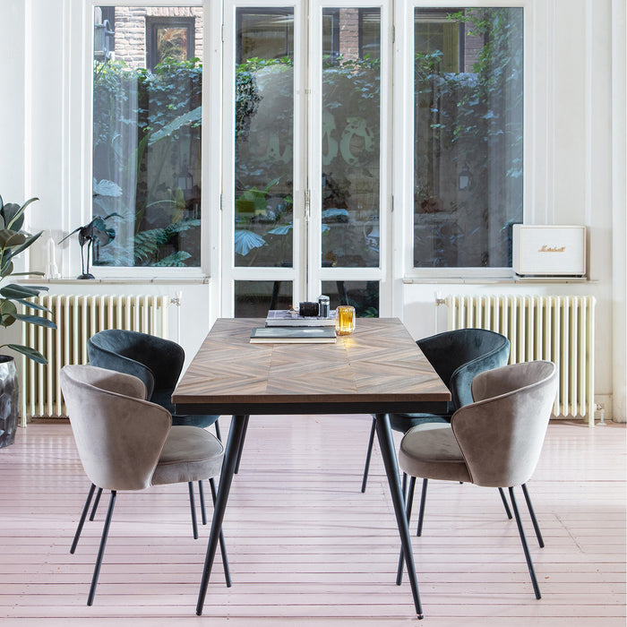 WOOOD Admit Eetkamerstoel - Fluweel Khaki