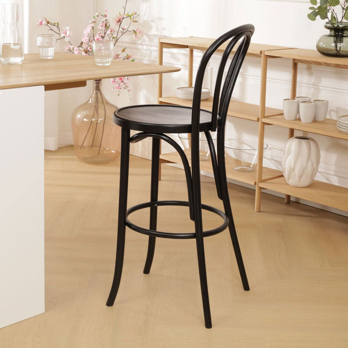 Fameg Vienna Thonet No. 18 houten barkruk zwart gebeitst - 75 cm