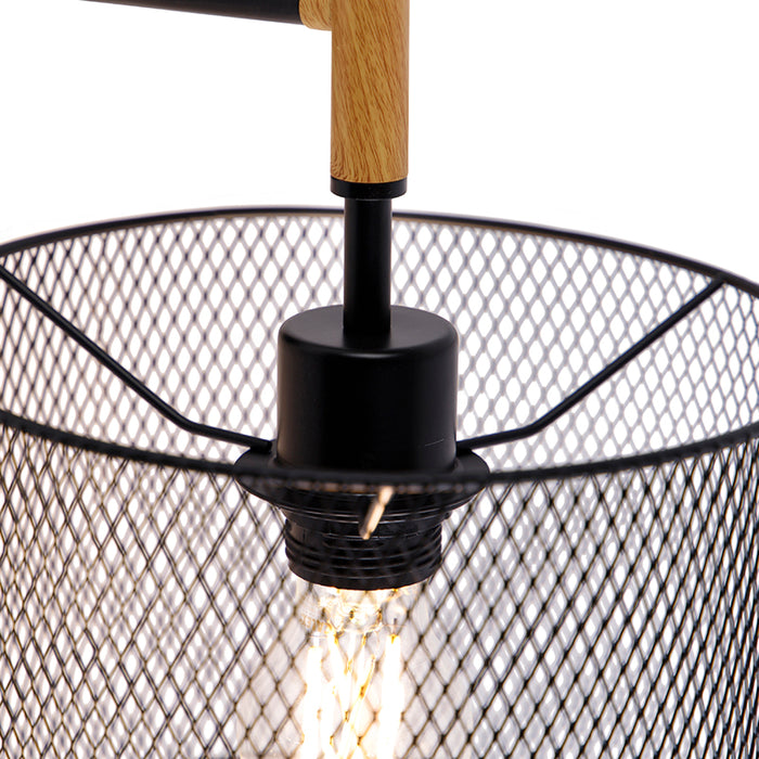 QAZQA Wandlamp drum-mesh - Zwart - Industrieel - L 23cm