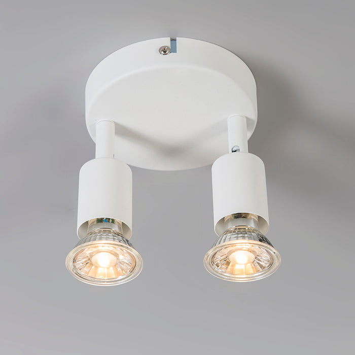 QAZQA Moderne spot wit kantelbaar rond 2-lichts - Jeany
