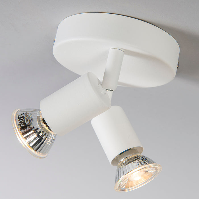 QAZQA Moderne spot wit kantelbaar rond 2-lichts - Jeany