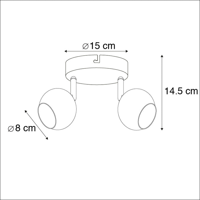 QAZQA Retro ronde spot messing met plafondplaat 2-lichts - Gissi