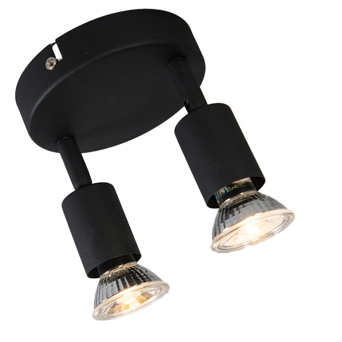 QAZQA Industriële spot zwart kantelbaar rond 2-lichts - Jeany