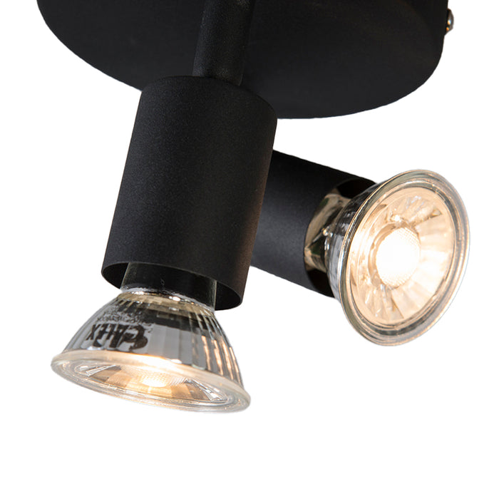 QAZQA Industriële spot zwart kantelbaar rond 2-lichts - Jeany
