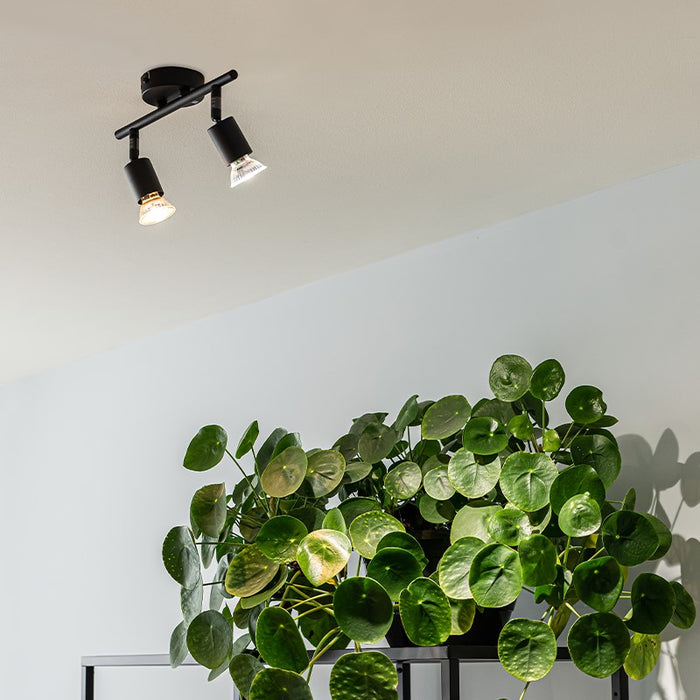 QAZQA Industriële spot zwart kantelbaar 2-lichts - Jeany