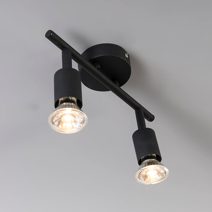 QAZQA Industriële spot zwart kantelbaar 2-lichts - Jeany