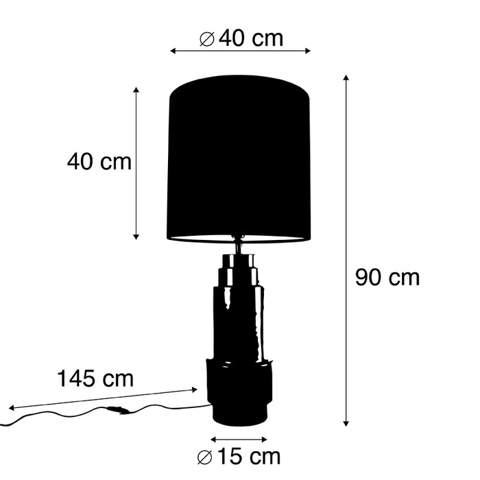 QAZQA Art deco tafellamp brons velours kap rood met goud 40 cm -