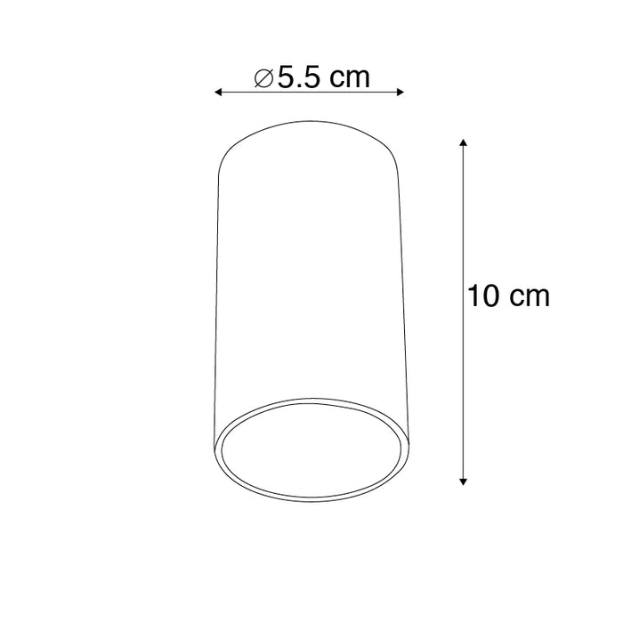 QAZQA Moderne opbouwspot zwart 5,5cm GU10 50mm - Tuba