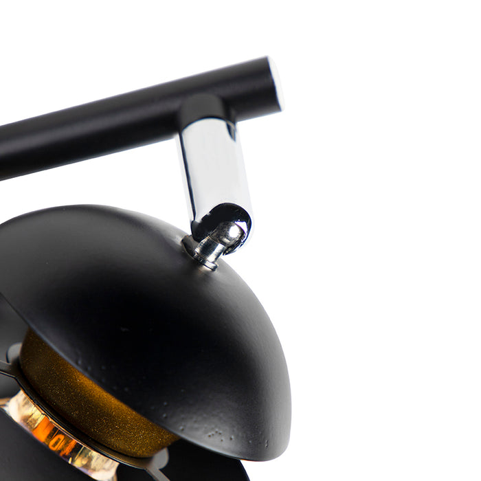 QAZQA Moderne spot 4-lichts zwart met gouden binnenkant - Buell