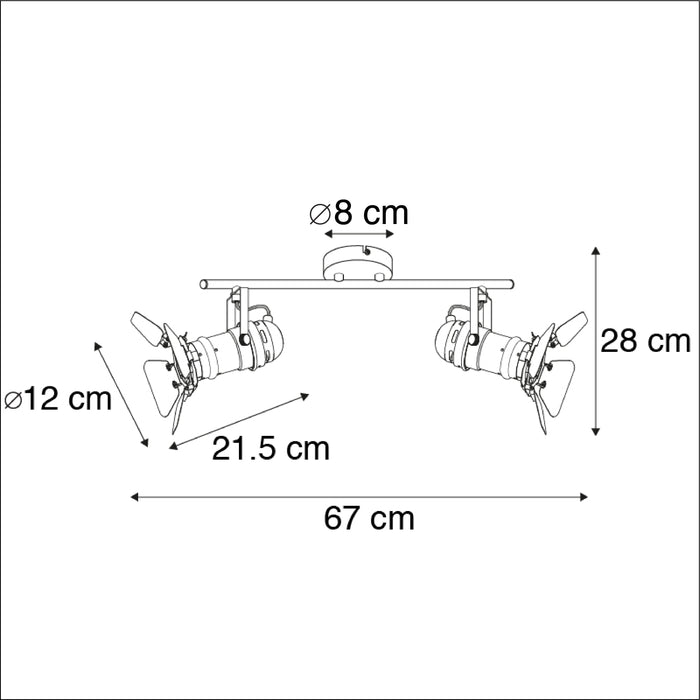 QAZQA Industriële spot zwart 2-lichts met kleppen - Movie