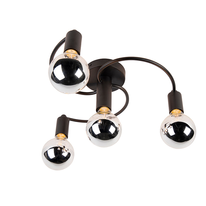 QAZQA Art deco plafondlamp zwart 4-lichts - Facil