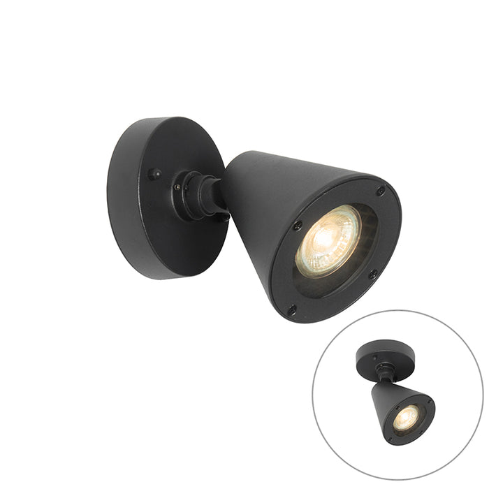 QAZQA Moderne buiten wandlamp zwart IP44 verstelbaar - Ciara