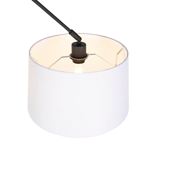 QAZQA Hanglamp zwart met linnen kap wit 35 cm - Blitz