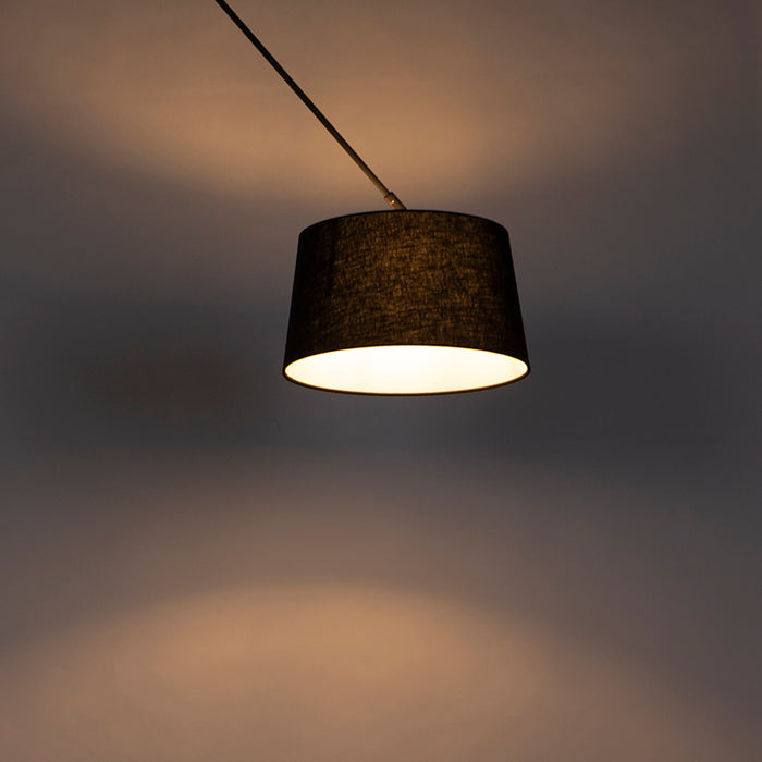 QAZQA Hanglamp zwart met linnen kap zwart 35 cm - Blitz