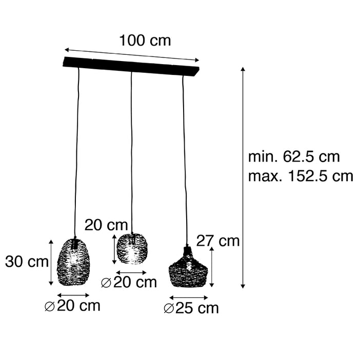QAZQA Hanglamp sarella - Multicolor - Design - L 100cm