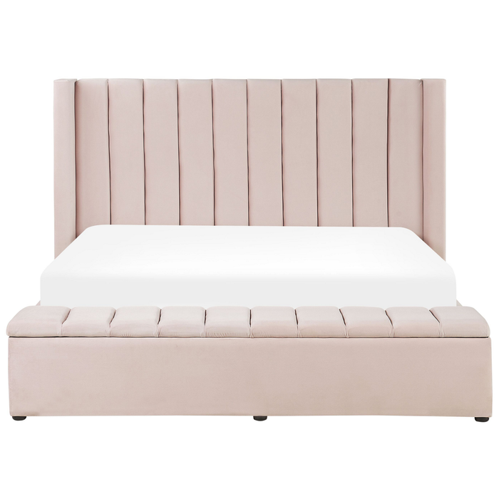 Beliani-NOYERS -Bed met opbergruimte-Pastelroze-180 x 200 cm-Fluweel