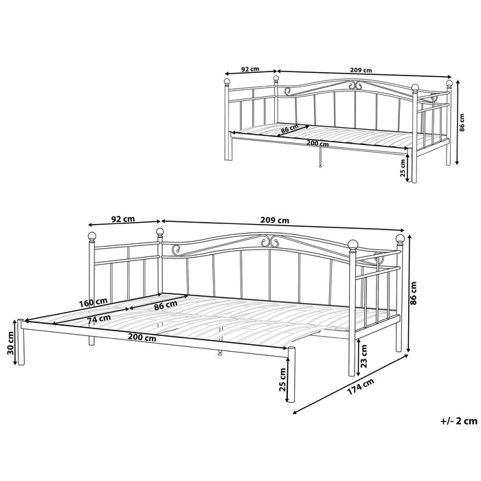 Beliani - TULLE - Onderschuifbed - Wit - 80 x 200 cm - Metaal