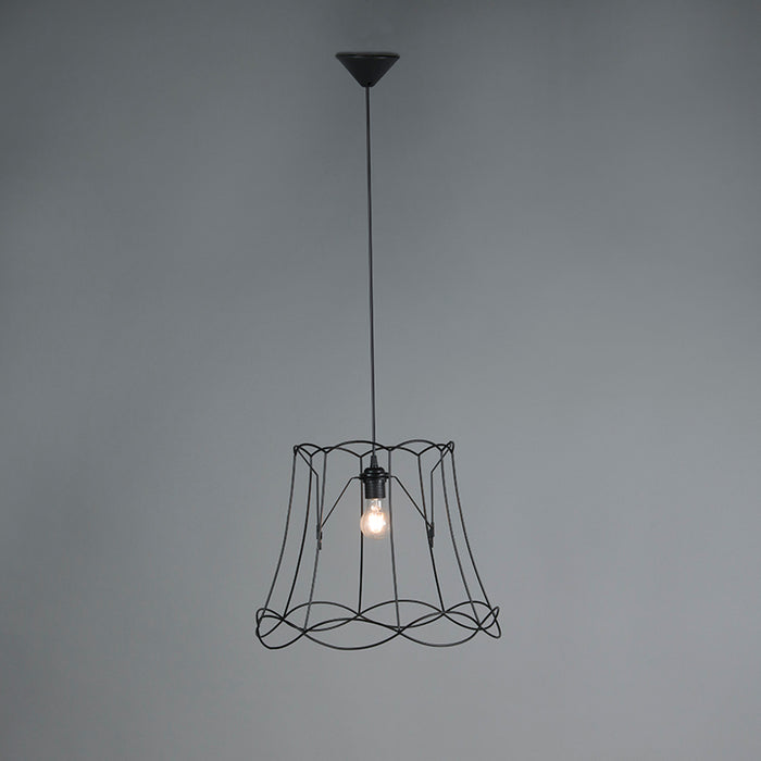 QAZQA Retro hanglamp zwart 50 cm - Granny Frame