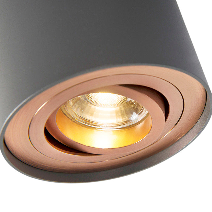 QAZQA Spot grijs met koper draai- en kantelbaar - Rondoo Up