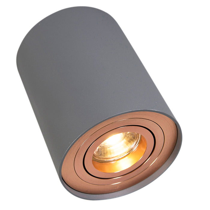QAZQA Spot grijs met koper draai- en kantelbaar - Rondoo Up