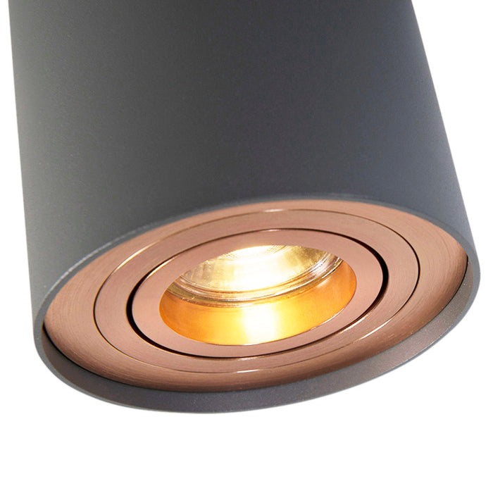 QAZQA Spot grijs met koper draai- en kantelbaar - Rondoo Up