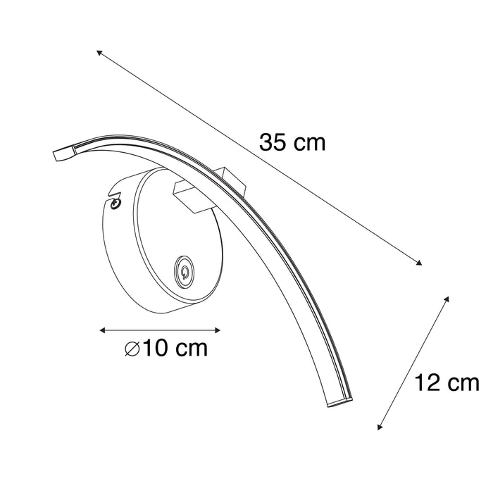 QAZQA Moderne wandlamp staal incl. LED met touch dimmer - Arch