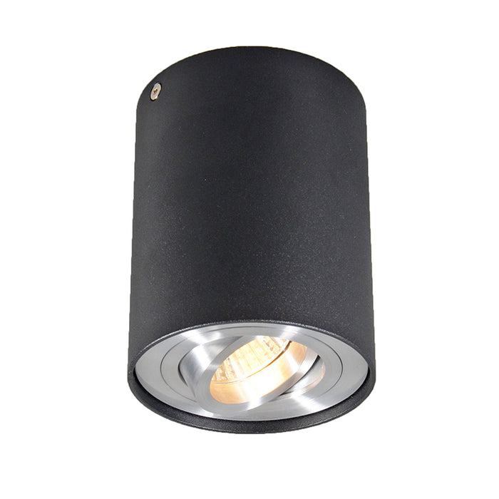 QAZQA Spot zwart en staal draai- en kantelbaar - Rondoo up