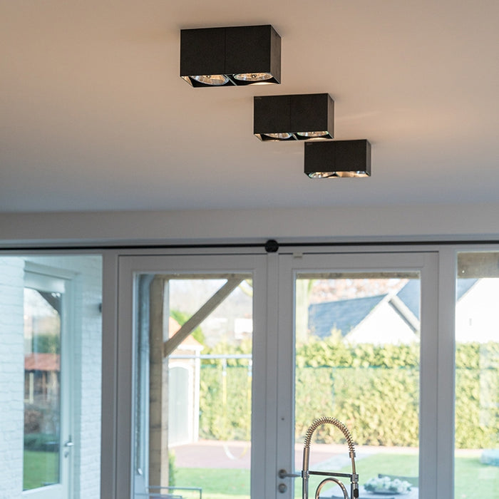 QAZQA Design spot rechthoekig 2-lichts zwart incl. 2 x G9 - Box