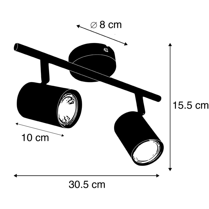 QAZQA Moderne spot zwart 2-lichts kantelbaar - Jeana