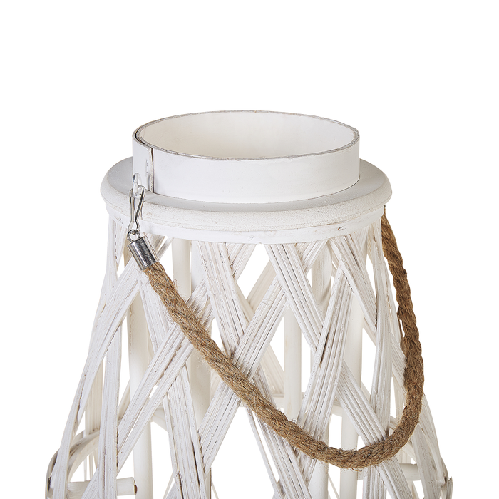 Beliani - TONGA S - Lantaarn - Wit - Bamboehout