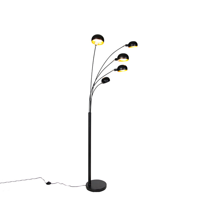 QAZQA Design vloerlamp zwart 5-lichts - Sixties