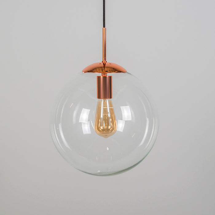QAZQA Art deco hanglamp koper met helder glas 30 cm - Ball 30