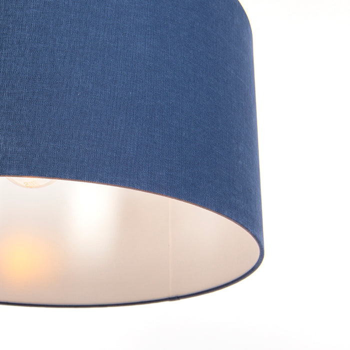 QAZQA Moderne hanglamp zwart met antiek blauwe kap 50 cm - Combi 1