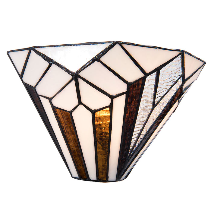 Clayre & Eef Wandlamp Tiffany  31x16x16 cm  Wit Bruin Metaal Glas