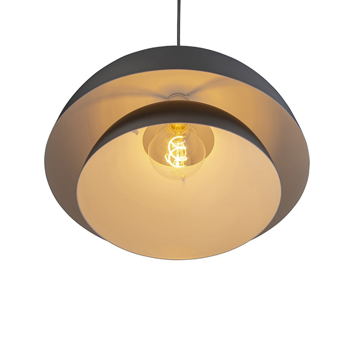 QAZQA Scandinavische hanglamp zwart met wit 2-laags - Claudius