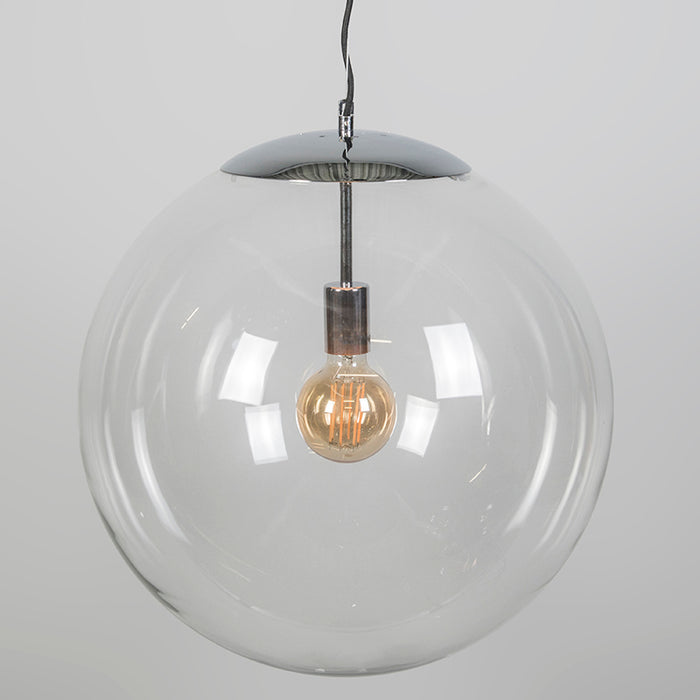 QAZQA Scandinavische hanglamp chroom met helder glas - Ball 50