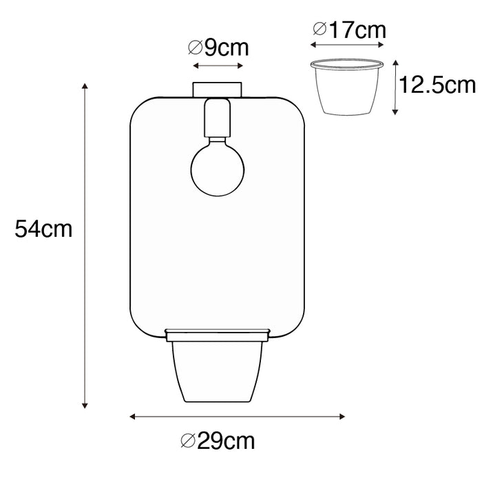 QAZQA Moderne plafondlamp zwart met glas rechthoekig - Roslini