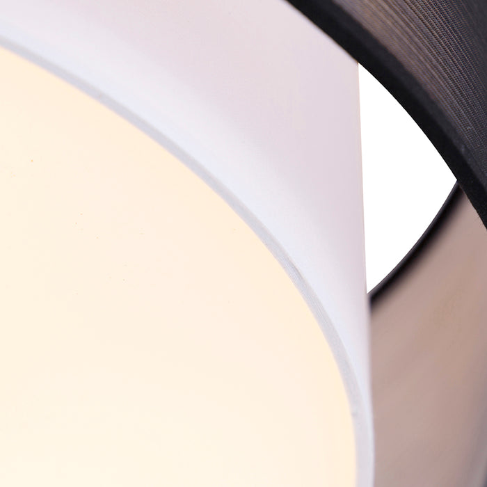 QAZQA Moderne plafonnière zwart met wit 50 cm 3-lichts - Drum Duo